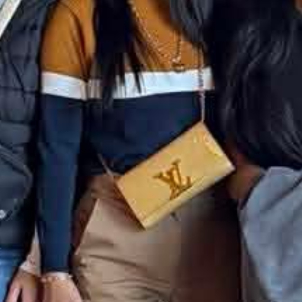 Louis Vuitton Gold-Tone Clutch with Chain